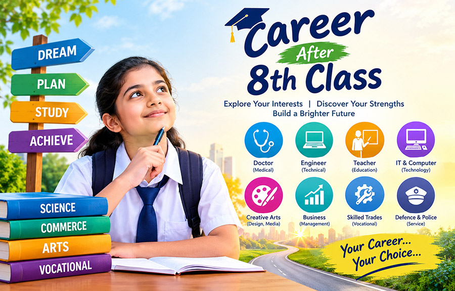 Young student planning career paths, vocational training and education options after 8th grade