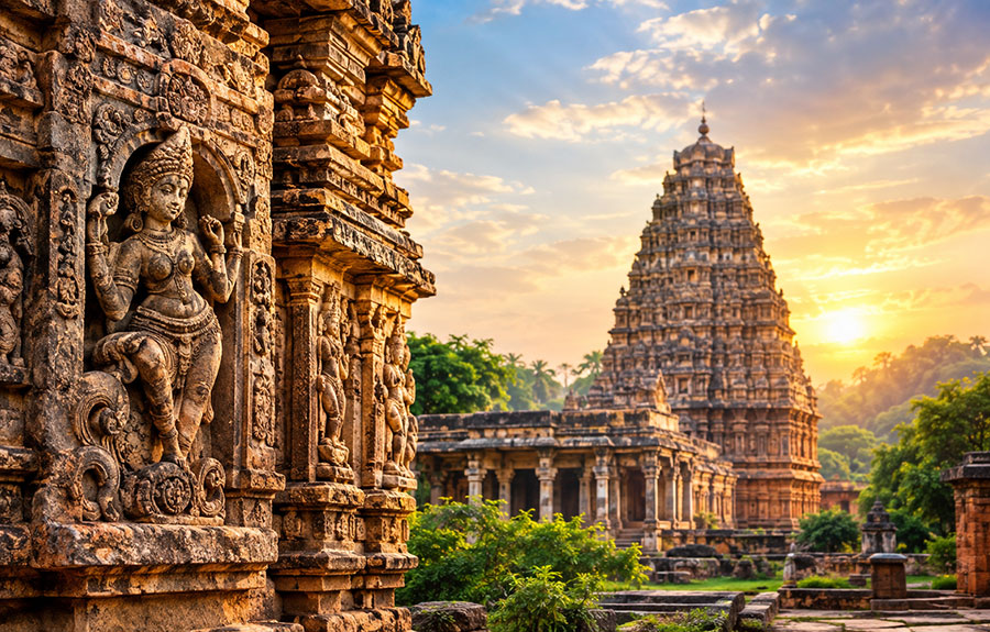 Intricate Indian temple stone carvings and weathered heritage artwork illustrating the fragility of historic temple art